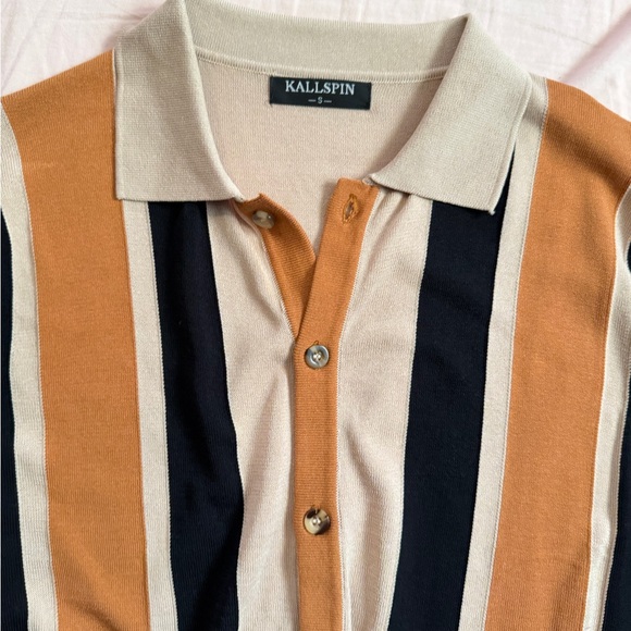 Amazon Men's Casual Striped Button Down Shirt - Black, Brown, Cream - Picture 4 of 4